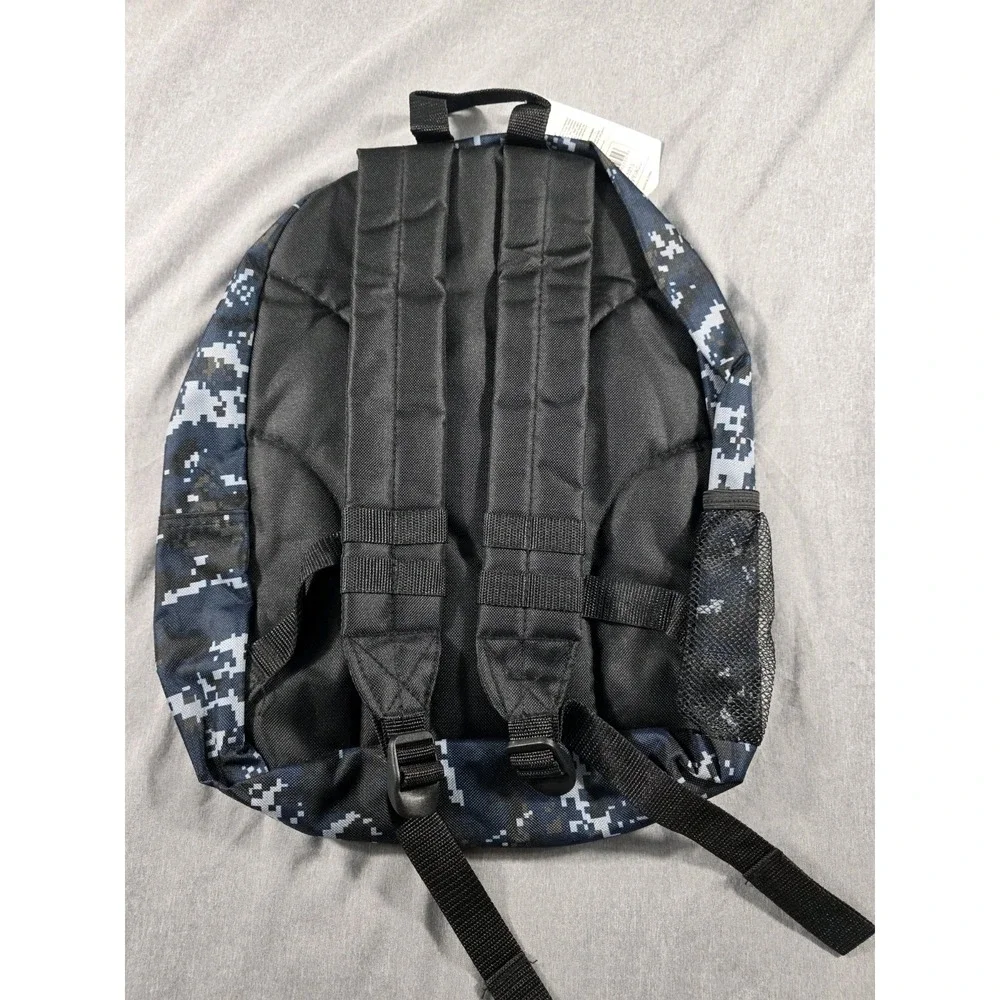 NWT East West Digital Blue Camo‎ Print Backpack Mesh Side Pocket 15x12x4